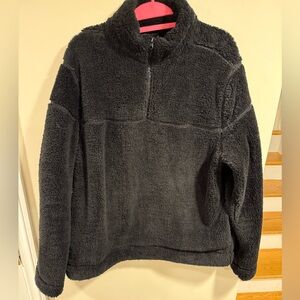 Half-Zip Sherpa Pullover - Black